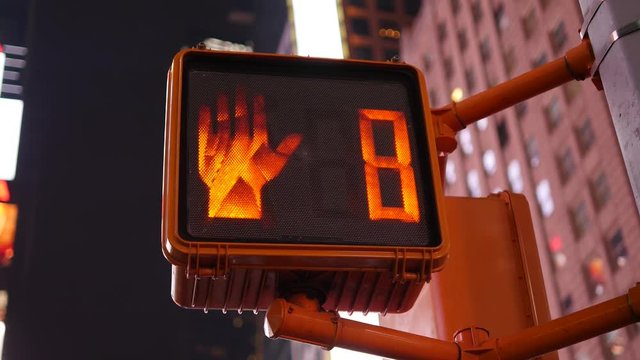 count down background. street sign. crosswalk signal. rush hour start