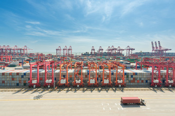 Import, Export, Logistics concept - Shanghai yangshan deepwater