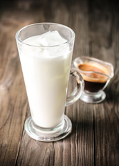 Obraz na płótnie Canvas Iced milk and espresso coffee