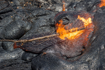 Lava flow in lava field