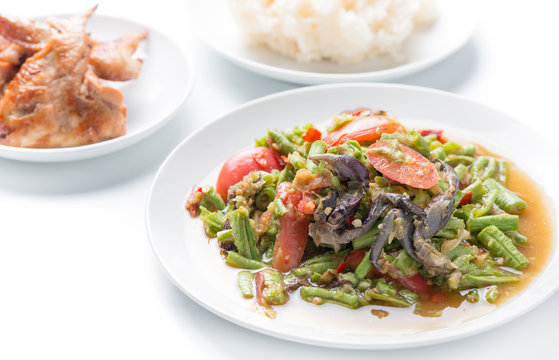 long Bean Salad with salted crab, Thai food