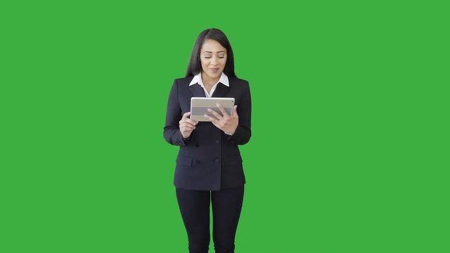 portrait of young black business women talking isolated green-screen background