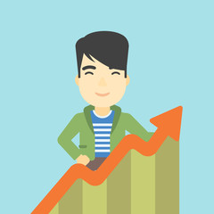 Businessman with growing chart.