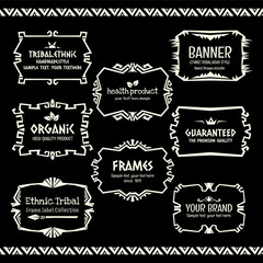 Ethnic Tribal style frame collection in monochrome.
