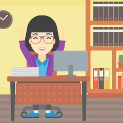 Successful business woman vector illustration.