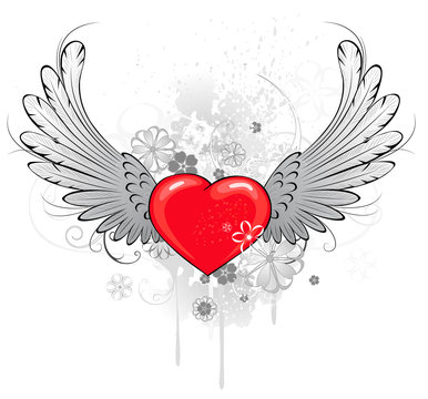 Red Heart with Wings
