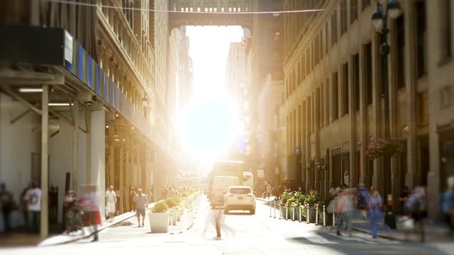 people walking on crowded street in the city. pedestrians commuters background