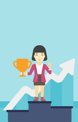 Business woman proud of her business award.