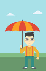 Business man with umbrella vector illustration.