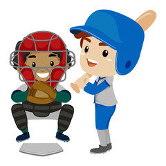 Vector Illustration of Two Kids as Baseball Player