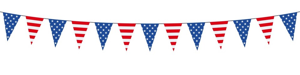 Banner. Garland. Stars and stripes. USA