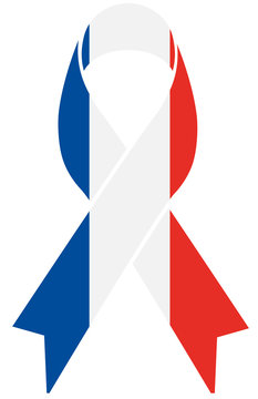 France condolence ribbon with french flag colors
