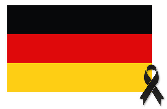 Germany terror - black ribbon condolence on german flag vector