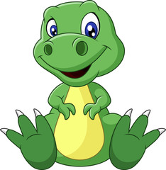 Naklejka premium Cartoon baby tyrannosaurus sitting