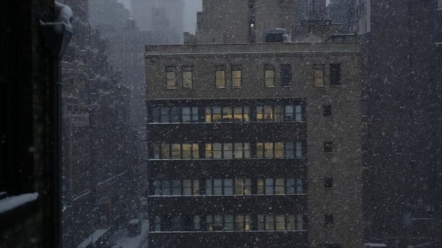 bad weather. winter season. urban city. new york