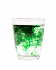 chlorophyll in glass isolated on white background