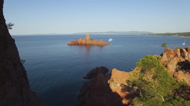 France, Cote d'azur, Var, Aerial view of cap Esterel, HD Movie, (1920X1080)