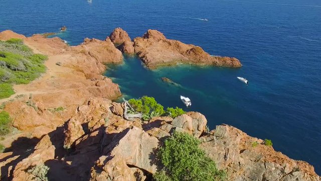 France, Cote d'azur, Var, Aerial view of cap Esterel, HD Movie, (1920X1080)
