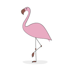 flamingos cartoon. manual drawing. pink. Illustration for your design.