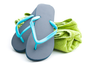 flip flops and towel