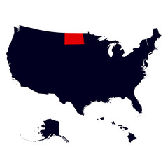 North Dakota State in the United States map