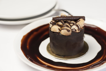 Chocolate cake with macadamia.
