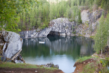 Republic of Karelia. Mountain park "Ruskeala". Marble pit.