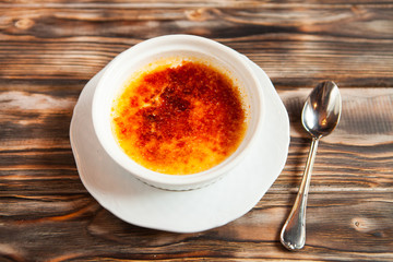 Close-up from creme brulee in a bowl