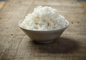Bowl of organic on wooden table