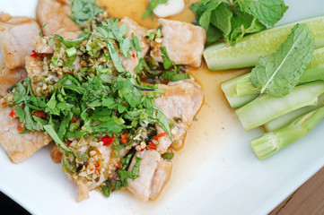 Spicy salad pork and lemon (Thai Foods)