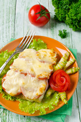 Fish pike perch with vegetables and cheese