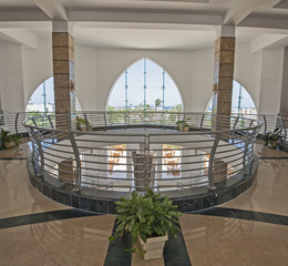 Interior architecture of atrium lobby in hotel resort