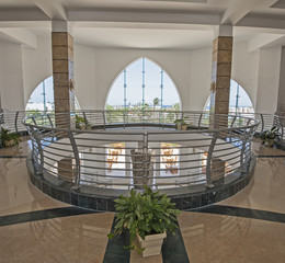 Interior architecture of atrium lobby in hotel resort