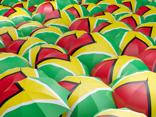 Umbrellas with flag of guyana