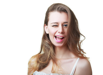 Girl winking into