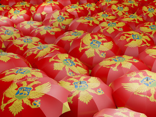 Fototapeta na wymiar Umbrellas with flag of montenegro