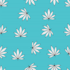 Modern stylish texture. A seamless pattern with leaf. Abstract leaves on blue background. Vector illustration