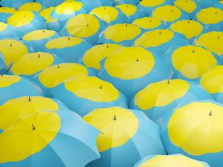 Fototapeta na wymiar Umbrellas with flag of palau