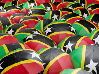 Umbrellas with flag of saint kitts and nevis