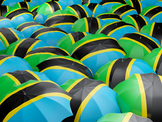 Umbrellas with flag of tanzania