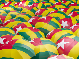Umbrellas with flag of togo