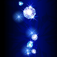 Diamonds background with blue light.