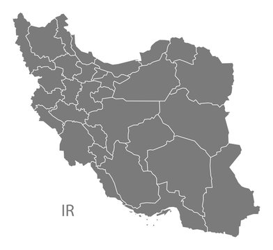 Iran provinces Map grey