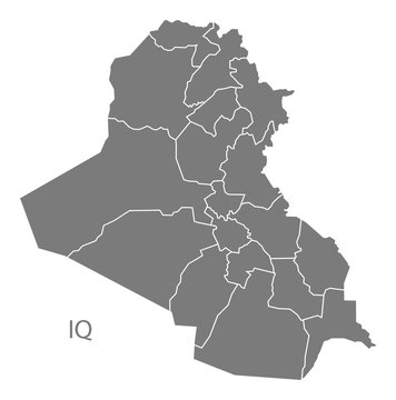 Iraq governorates Map grey