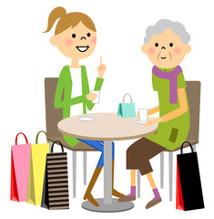 若者とティータイムを楽しむシニア