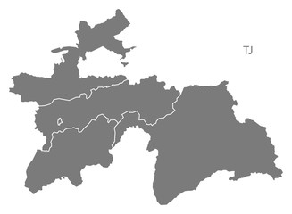 Tajikistan provinces Map grey