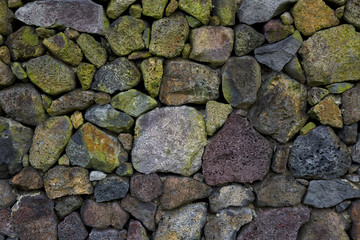 Texture of wall making from beautiful volcano rock in Jeju Island, South Korea
