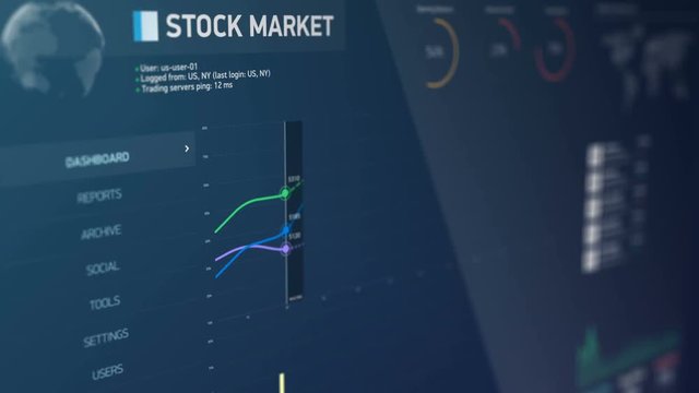 Stock market situation watch, global financial statistics on screen, analysis. Electronic chart with stock market fluctuations, summary, annual reports, analysis