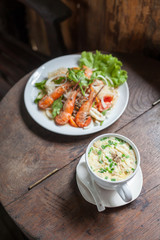 Steamed Eggs on wood table
