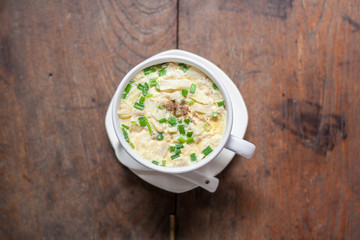 Steamed Eggs on wood table